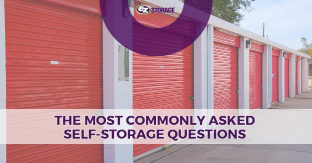 A wide-shot picture of a row of outdoor storage garages