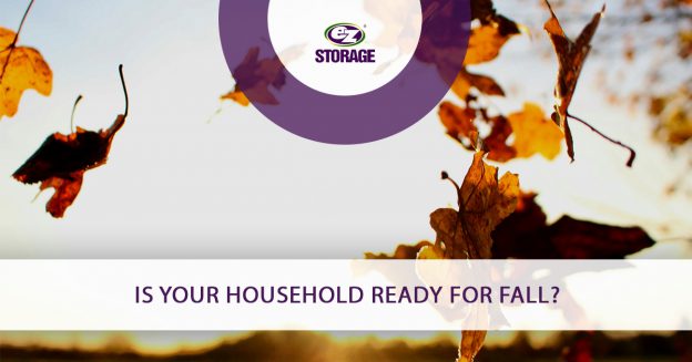 Autumn leaves falling and text "Is your household ready for fall?"