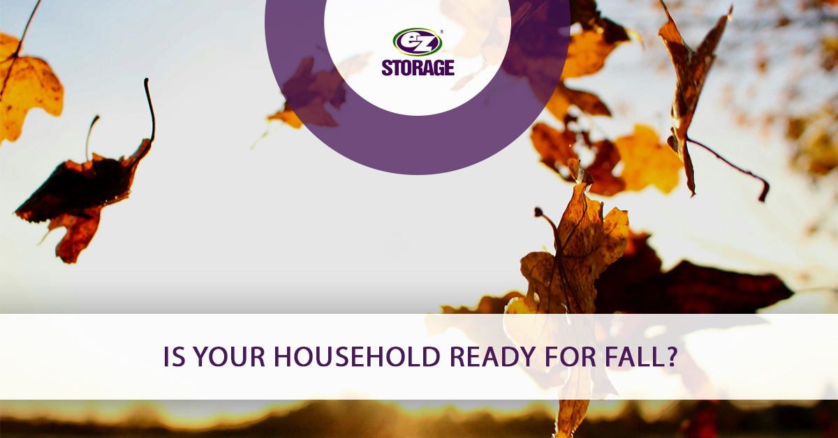 Autumn leaves falling and text "Is your household ready for fall?"