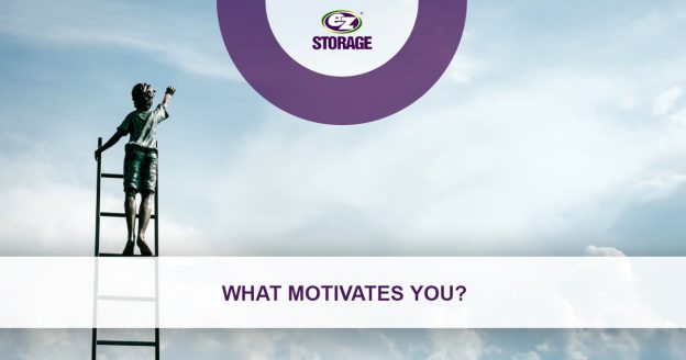 Child on a ladder leading up to the sky and text "what motivates you?"